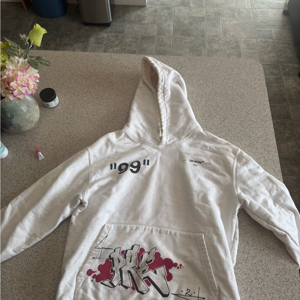 Off-White White Hoodie with Graphic Print